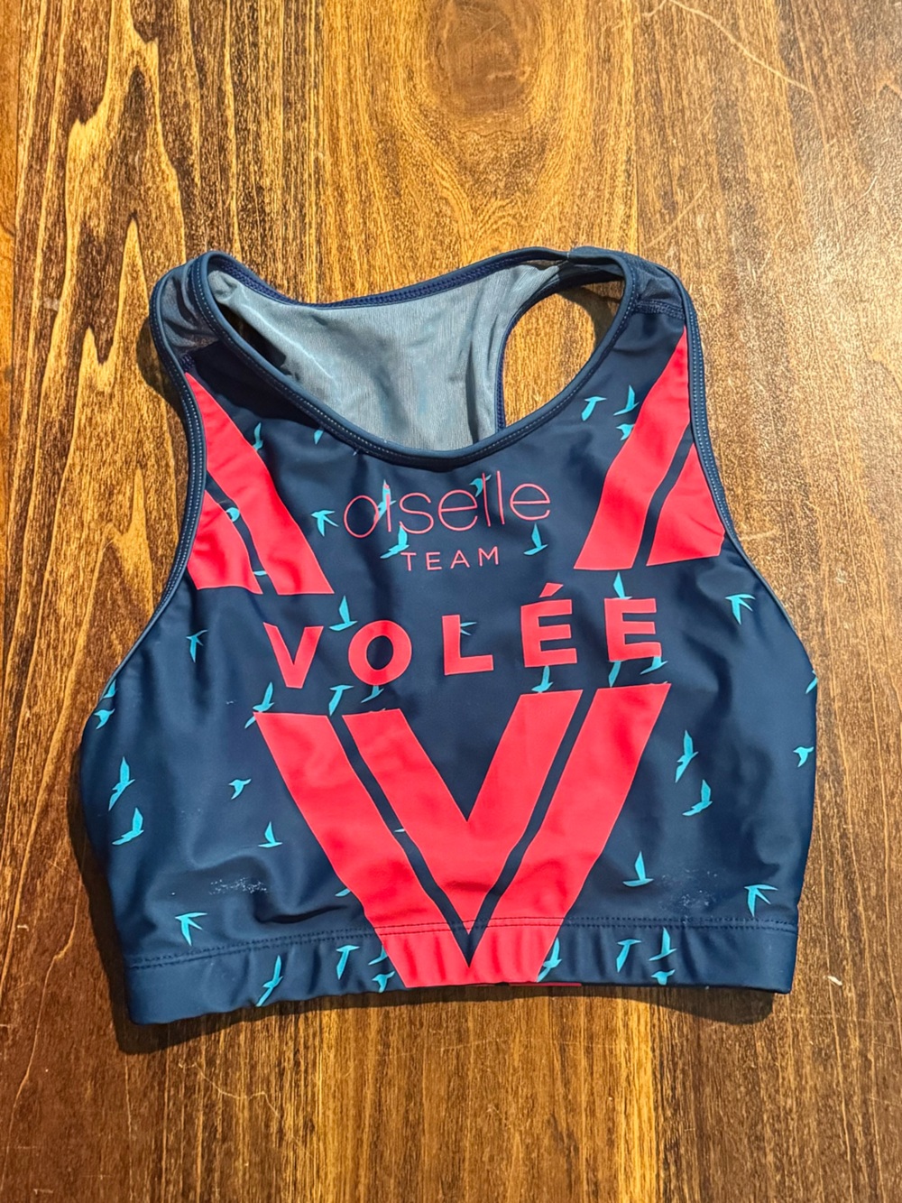 Oiselle Volee Team Navy & Red Women's run Crop Top